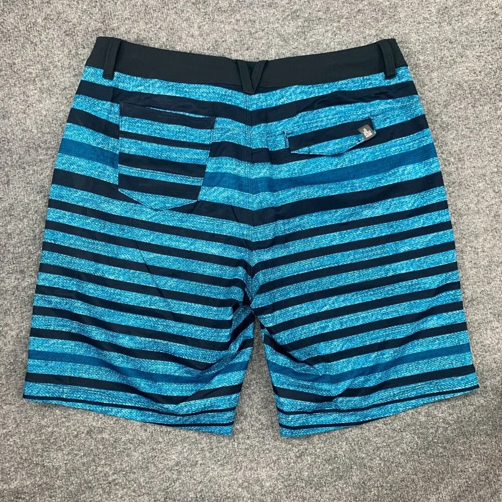 The North Face Hybrid Shorts Mens 34 Navy Striped Hidden Drawstring Lightweight